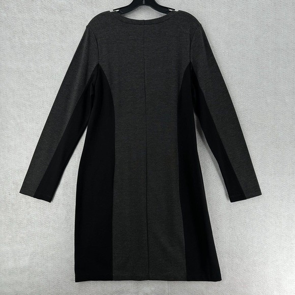 ISDA & CO Midi Sheath Dress Womens 1X Gray Black Color Block‎ Knit Long Sleeve - Picture 2 of 14